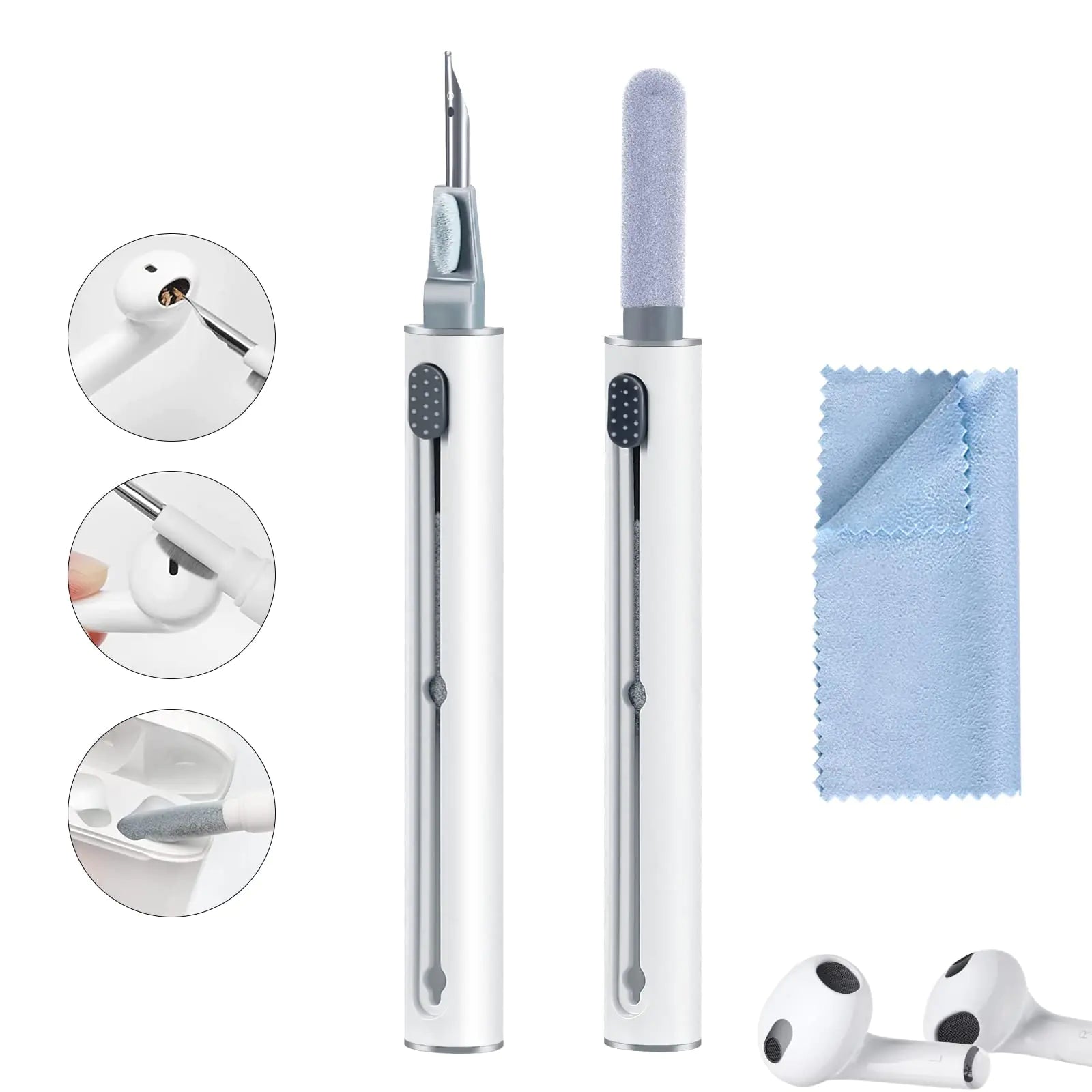 Airpod Cleaner Kit，Earbud Cleaning Kit for Airpods Pro 1 2 3， Multi-Function Cleaning Pen with Soft Brush Flocking Sponge，Suitable for Bluetooth Headset Charging Box Mobile Phone Earbud (1Pcs)